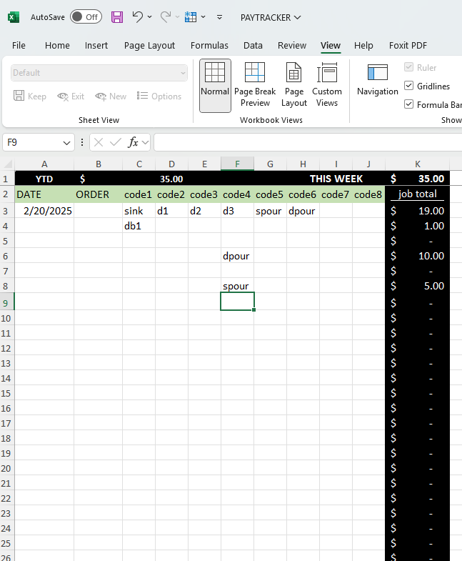 PayTracker Excel File