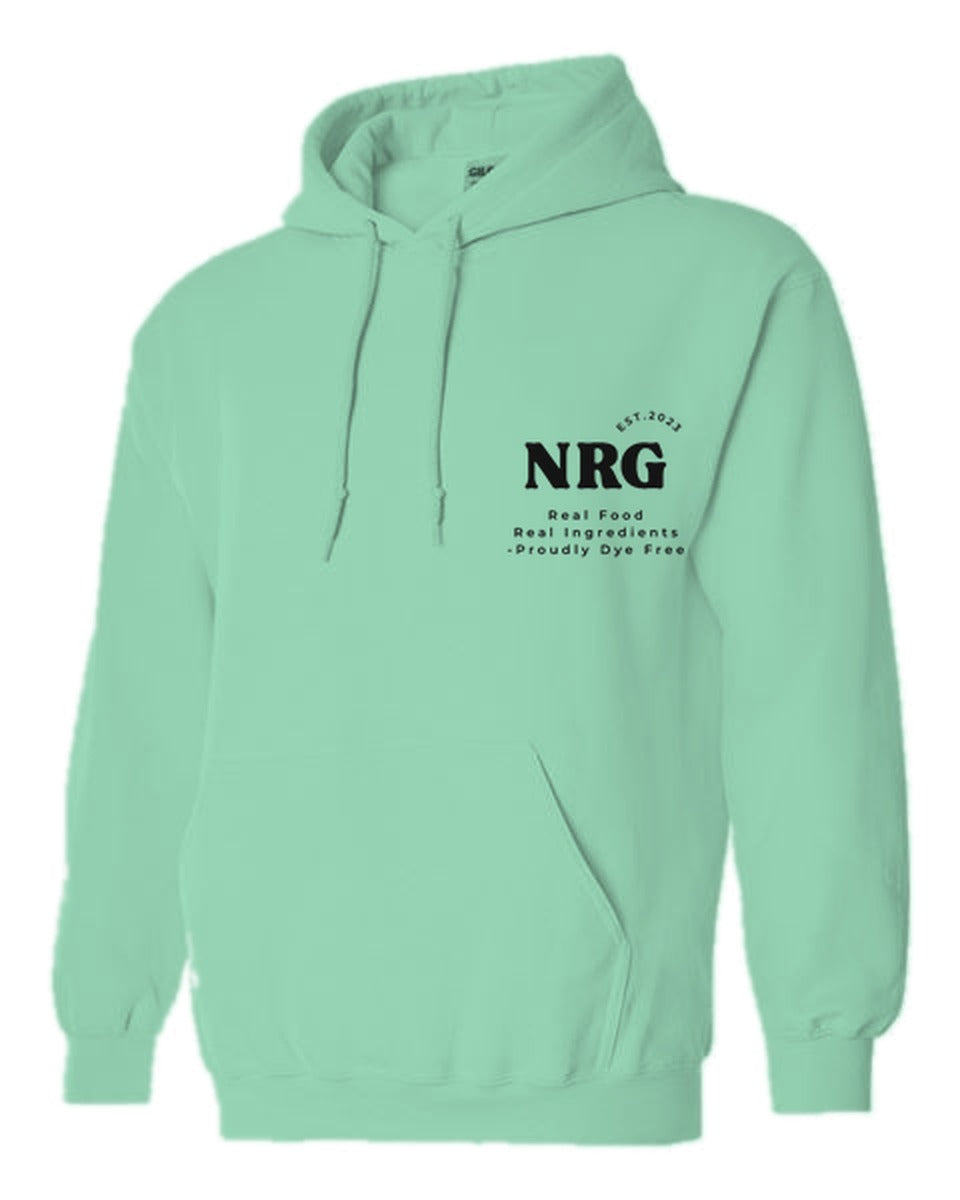 NRG hoodie in Mint Green, logo on left chest