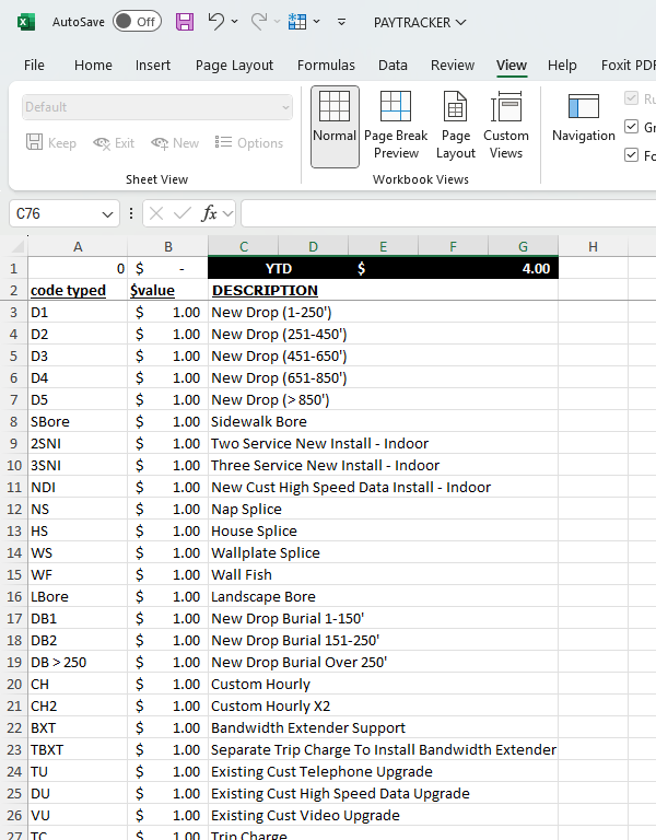 PayTracker Excel File