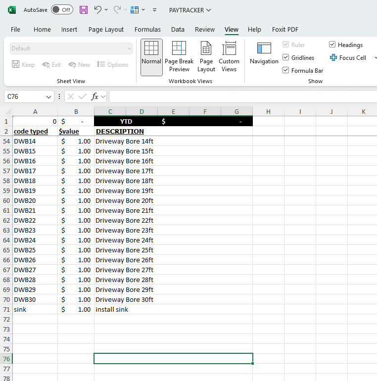 PayTracker Excel File